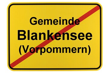 Illustration eines Ortsschildes der Gemeinde Blankensee (Vorpommern) in Mecklenburg-Vorpommern