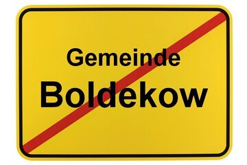 Illustration eines Ortsschildes der Gemeinde Boldekow in Mecklenburg-Vorpommern