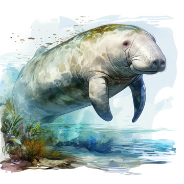 recommend clip art: Waterco Dugong Clipart illustration Generative Ai