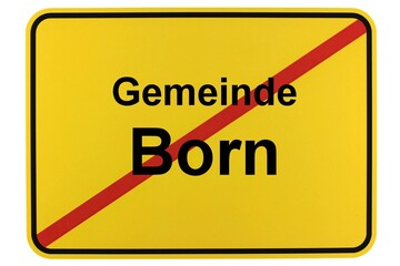 Illustration eines Ortsschildes der Gemeinde Born in Mecklenburg-Vorpommern