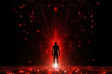 A person gaining enlightenment by harnessing cosmic energy - obrazy, fototapety, plakaty