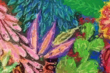 Oil painting and various beautiful flower illustrations for weddings