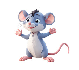 A 3d funny hilarious cartoon character mouse popping his head, looking cute, adorable and joyful