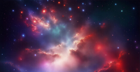 Fototapeta na wymiar Texture of vibrant and colorful background scene of a nebula in space