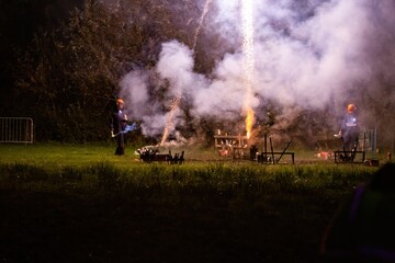 fire fireworks at night