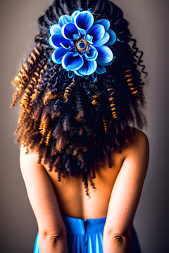 Beautiful young woman wearing flower in hair