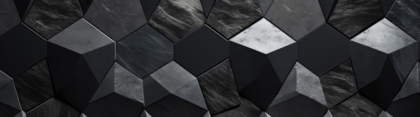 Abstract black technology hexagonal background - obrazy, fototapety, plakaty