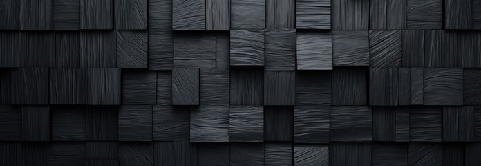 Abstract catch wall made of black squares and black cubes.