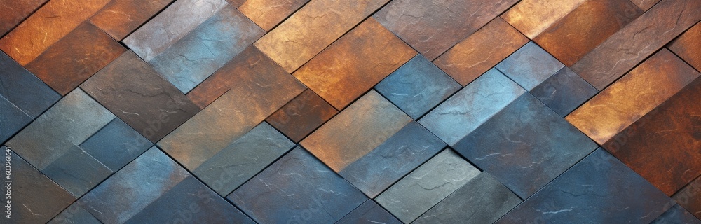 Aufkleber textured wall composed of colorful rectangular panels arranged in a modern pattern showcasing a blen