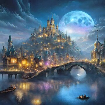 Fairytale moonlight city