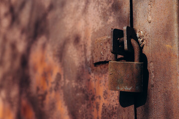 a rusty lock on the door