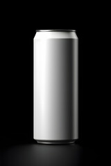 White metal can on a black isolated background, mockup, template, generative ai