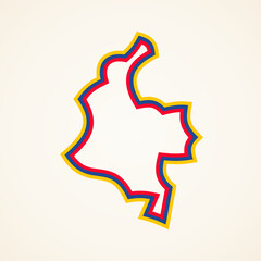 Colombia - Stylized outline map in colors of the flag