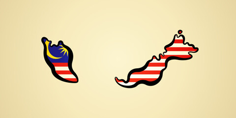 Malaysia - Map colored with flag