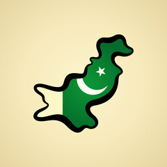Pakistan - Map colored with flag