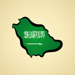 Saudi Arabia - Map colored with flag