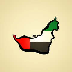 United Arab Emirates - Map colored with flag