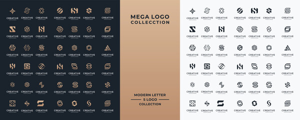 Mega letter S logo template. icons logo for business of digital, technology, finance, luxury, Etc