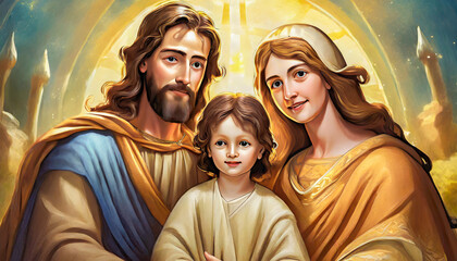 The Holy Family, Jesus, Mary and Joseph © Black Brush
