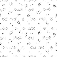 Cute chicken Seamless Pattern, Cartoon Doodle chickens Background vector Illustration