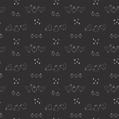 Cute Cartoon chicken and hen Seamless Pattern, Background vector Illustration