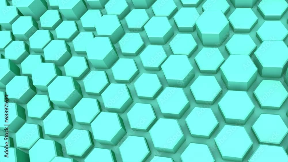 Poster animated screensaver or background made of dynamic hexagons. rendering animation.