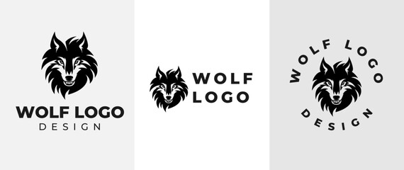 Vintage Wild Wolf Logo Vector Illustration. wild head wolf fierce face logo design inspiration