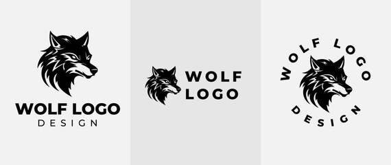 Vintage Wild Wolf Logo Vector Illustration. wild head wolf fierce face logo design inspiration - obrazy, fototapety, plakaty