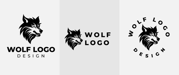Vintage Wild Wolf Logo Vector Illustration. wild head wolf fierce face logo design inspiration - obrazy, fototapety, plakaty