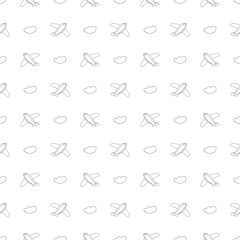 Cute Airplanes and clouds Seamless Pattern, Childish Cartoon background, vector Illustration.