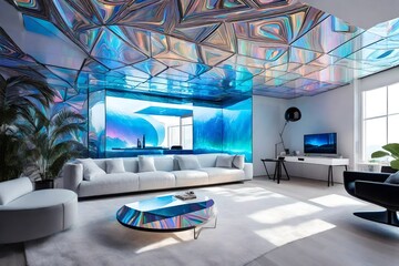 A home enveloped in holographic panels that change appearances, allowing the exterior to transform...