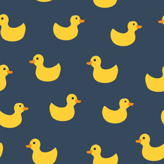 Cute rubber duck Seamless Pattern, Cartoon ducks Background vector Illustration.