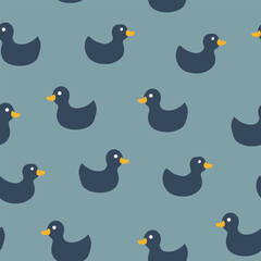 Cute rubber duck Seamless Pattern, Cartoon ducks Background vector Illustration.