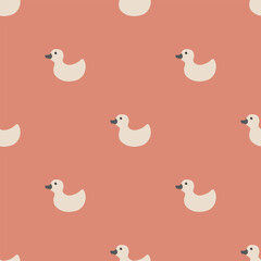 Cute rubber duck Seamless Pattern, Cartoon ducks Background vector Illustration.