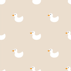 Cute rubber duck Seamless Pattern, Cartoon ducks Background vector Illustration.