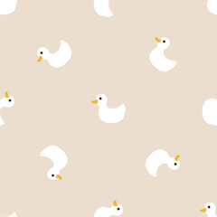 Cute rubber duck Seamless Pattern, Cartoon ducks Background vector Illustration.