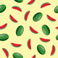 Watermelon seamless pattern. Vegan organic eco fruit background. vector illustration.