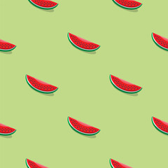 Watermelon seamless pattern. Vegan organic eco fruit background. vector illustration.