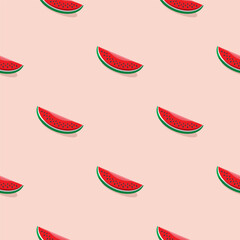 Watermelon seamless pattern. Vegan organic eco fruit background. vector illustration.