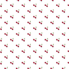 Cherry seamless pattern. Vegan organic eco fruit background. vector illustration
