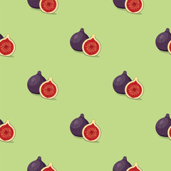 Fig seamless pattern. Vegan organic eco fruit background. vector illustration