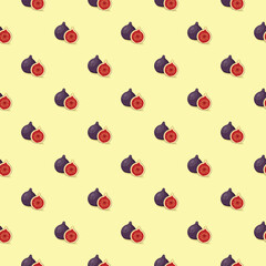 Fig seamless pattern. Vegan organic eco fruit background. vector illustration