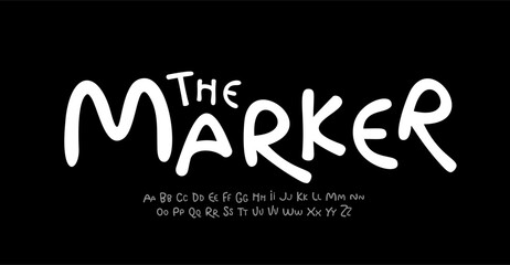 Handwritten Marker Font. Playful Brush Script for Childish Cartoons. Handcrafted Font in Crafted Pen Draft Style for Childish Diary. Vector Typeset. © artyway