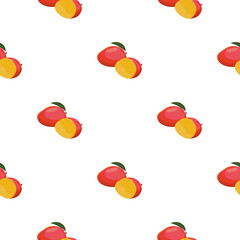 Mango seamless pattern. Vegan organic eco fruit background. vector illustration.