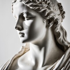 generative ai, Antique bust of a girl made of white stone. A beautiful face, a work of art. Portrait.