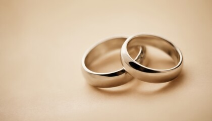 wedding gold rings on the table, marriage, engagement concept