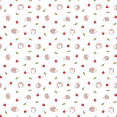 Cute Hedgehog Seamless Pattern, Cartoon animal background vector Illustration