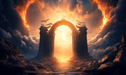 Celestial Passage: The Gates of Heaven After Death - obrazy, fototapety, plakaty