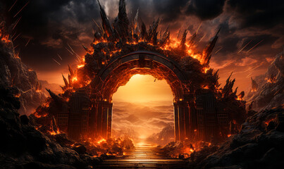 The Haunting Gates of Hell: A Concept of What Awaits - obrazy, fototapety, plakaty