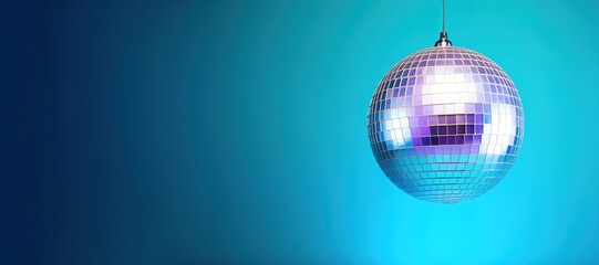 Generative AI, Disco shiny  ball, party reflecting colorful lights for music broadcast, night clubs, musical banners